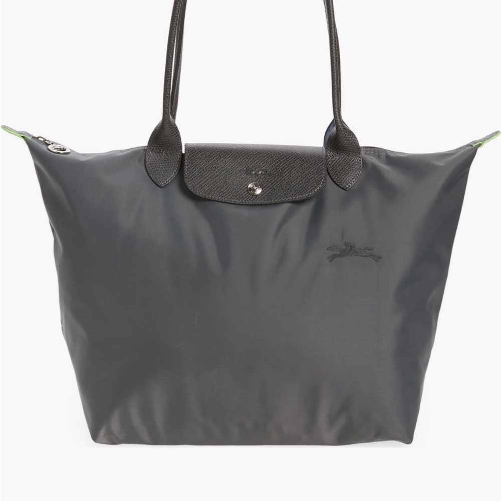 Longchamp Le Pliage Green/Gray Recycled Canvas Medium Shoulder Bag
